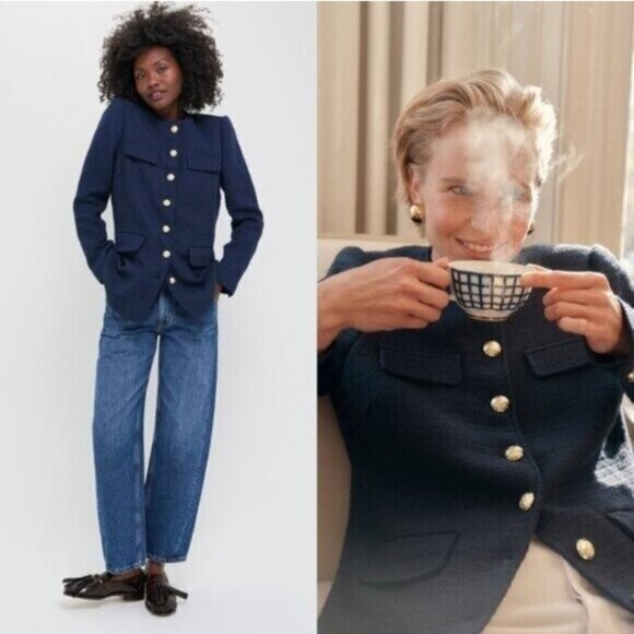 Pomander Place Jackets & Blazers - Pomander Place NEW Navy Tweed Jennings Blazer Jacket Size M